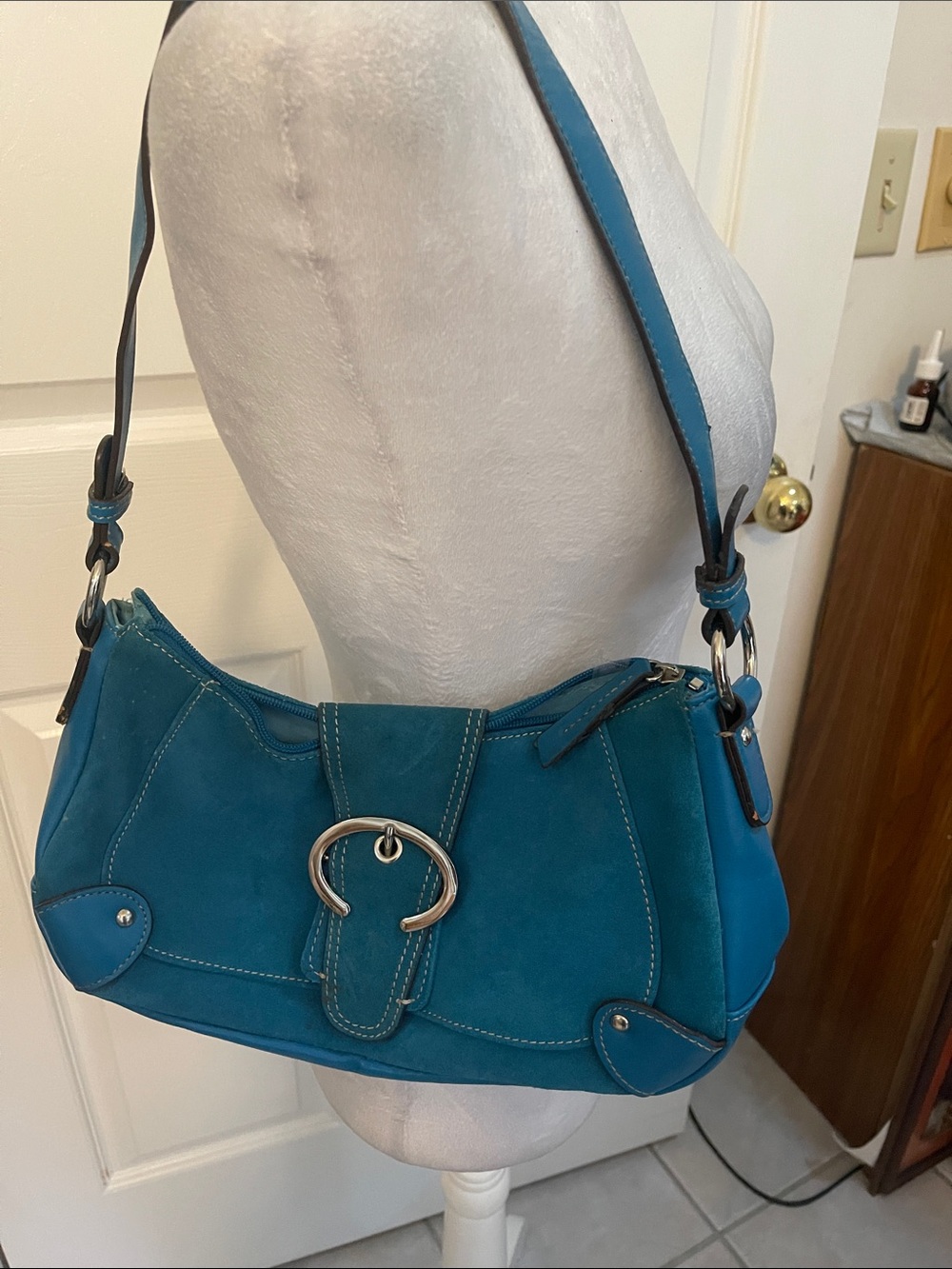 Lauren Conrad Teal Shoulder Bag with Silver Buckle - Women Bags